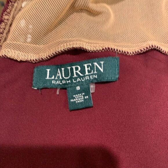 Ralph Lauren Evening Deep Burgundy Maroon Lace Sleeveless Dress sz 8 - Picture 6 of 6